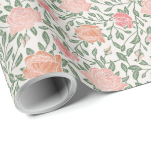 Vintage perfekte Rosa- und Pfirsichfarben-Rose Geschenkpapier