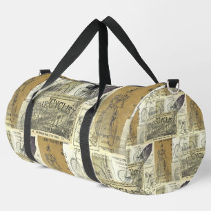 Vintage Pergament Fahrräder und Radfahrerwerbung Duffle Bag
