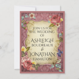 Vintage Pergament-Hochzeit Einladung