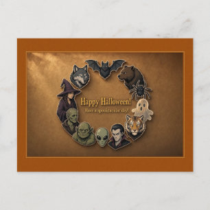 Vintage-Pergament-Monsterkreis Halloween Postkarte