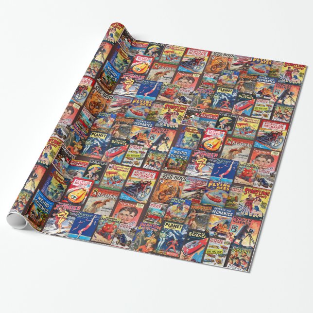 VINTAGE PERIODIKALE, PULP-MAGAZINEN-WRAPPPAPIER GESCHENKPAPIER (Ungerollt)