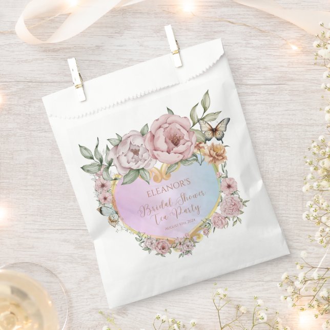 Vintage Periwinkle Peony Bridal Dusche Teezeremoni Geschenktütchen (Ausgeschnitten)