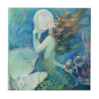 Vintage Perlen-Seeozean der Meerjungfrau-w Fliese
