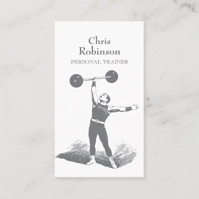 Vintage Personal Trainer Strongman Carte de visite (Devant)