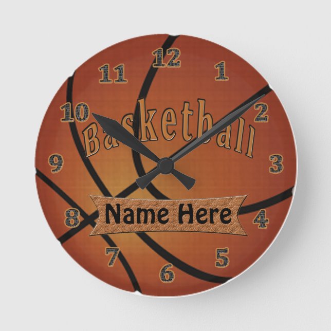 Vintage Personalisierte Basketballuhren Runde Wanduhr (Vorderseite)