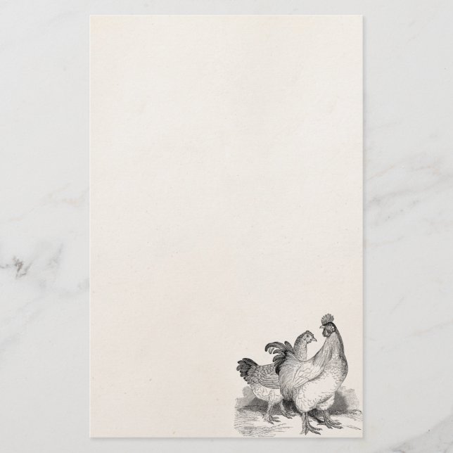 Vintage personalisierte Huhn-Hahncochin-Vögel Briefpapier (Vorderseite)