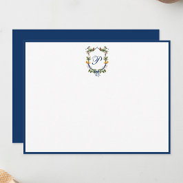 Vintage Personalisierte Monogramm-Flachnotizkarte Mitteilungskarte