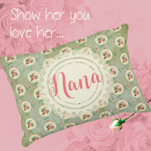 Vintage Personalisierte Rose Doily Green Damask Dekokissen