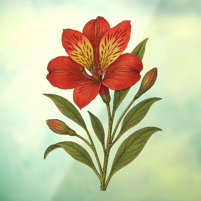 Vintage Peruvian Lily Fensteraufkleber (Blatt 3)