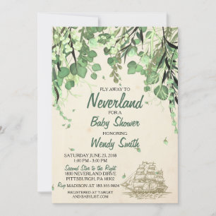 Vintage Peter Pan Neverland Baby shower Invitation