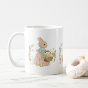   vintage peter rabbit with flowers Coffee Mug Kaffeetasse