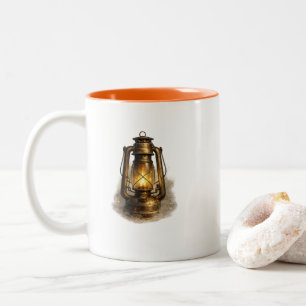 Vintage-Petroleumlampe Orange Zwei-Ton-Tasse Zweifarbige Tasse
