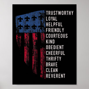 Vintage-Pfadfinder-Geschenk USA-Flagge Pfadfinder- Poster