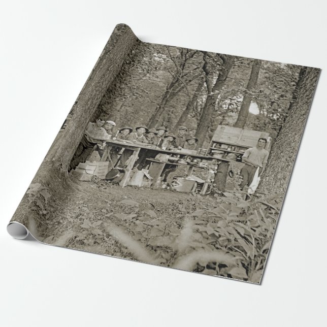 Vintage Pfadfinder-Truppe-Campings-Fotozwanziger Geschenkpapier (Ungerollt)