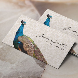 Vintage Pfau Floral Nail Business Card Visitenkarte