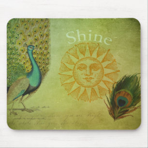 Vintage Pfau-Kunst-Collage Mousepad