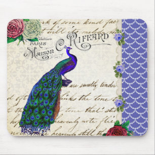 Vintage Pfau-Lied-Collage Mousepad