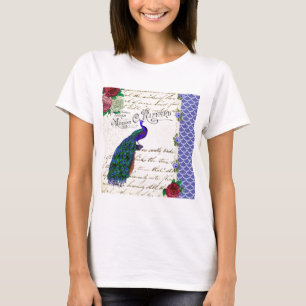 Vintage Pfau-Lied-Collage T-Shirt