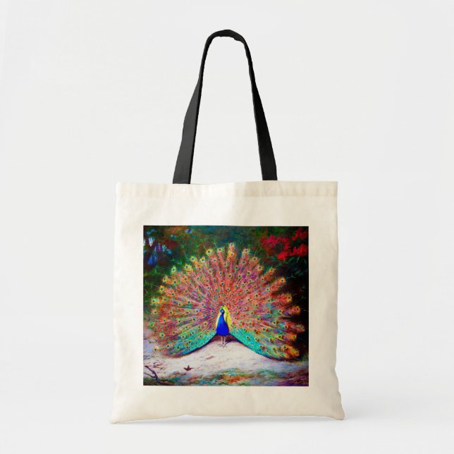 Vintage Pfau-Malerei Tragetasche (Vorne)