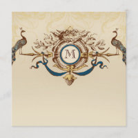Vintage Pfau-Monogramm-Hochzeits-Einladung