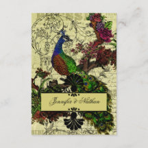 Vintage-Pfau-RSVP-Karte