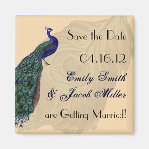 Vintage Pfau-Save the Date Magneten Magnet
