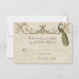 Vintage Pfau- und Etchings-RSVP-Karte RSVP Karte