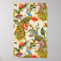Vintage Pfau- und Mohndarstellungen