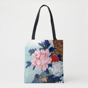 Vintage-Pfau- und Pfingstrosen-Blumenmalerei Tasche