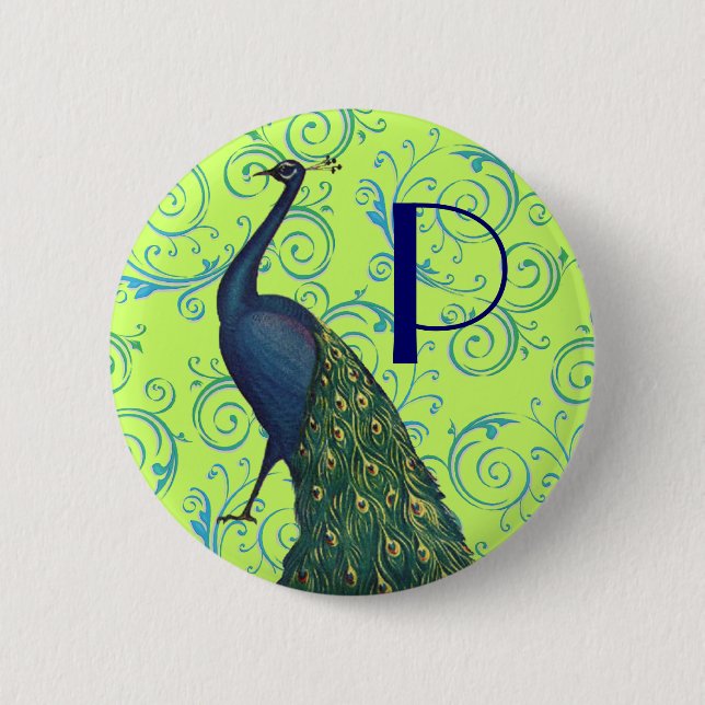 Vintage Pfaue Button (Vorderseite)