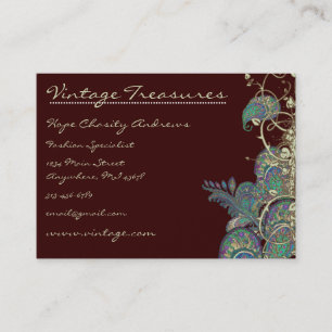 Vintage-Pfauen-Paisley-Swirbel-Design Visitenkarte