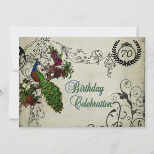 Vintage Pfaueneinladung zum Geburtstag Einladung