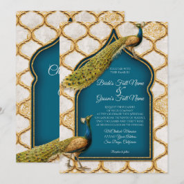 Vintage Pfauenfeathers Arabesque Gold Wedding Einladung