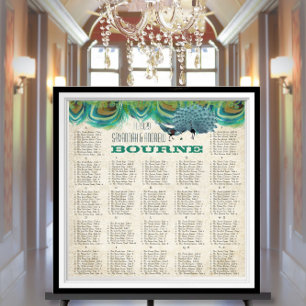 Vintage PfauenFedern Hochzeitskarte Poster