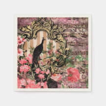 Vintage Pfauenflormusik, rosa und goldfarben