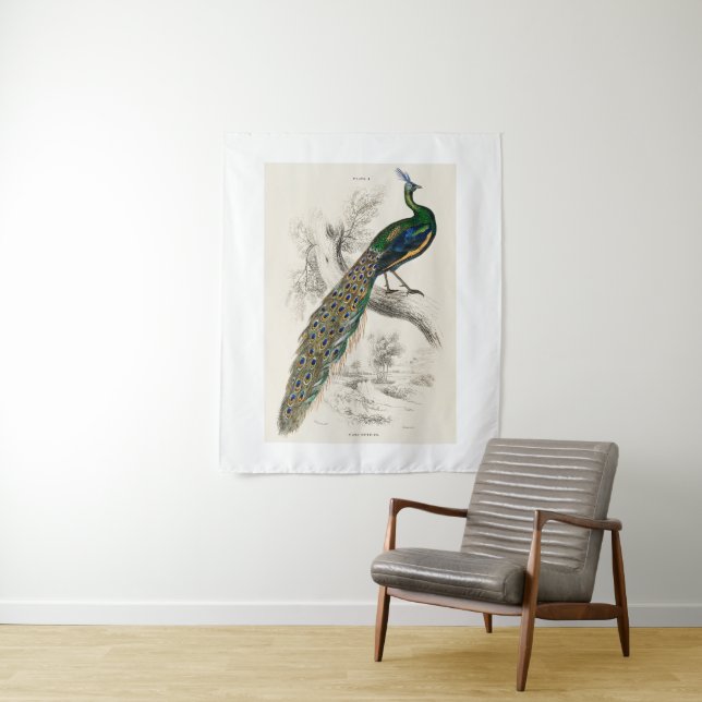 Vintage Pfauengeschichte Wandteppich (Beispiel)