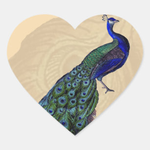 Vintage Pfauenheartkleber Herz-Aufkleber