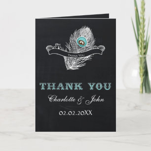 Vintage Pfauenhochzeit Chalkboard Vielen Dank Dankeskarte