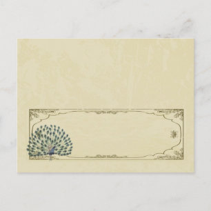 Vintage Pfauenhochzeit Schriftliche Platzkarte Postkarte