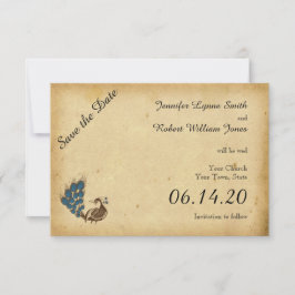 Vintage Pfauenmonogramm Hochzeit speichern Sie das Save The Date