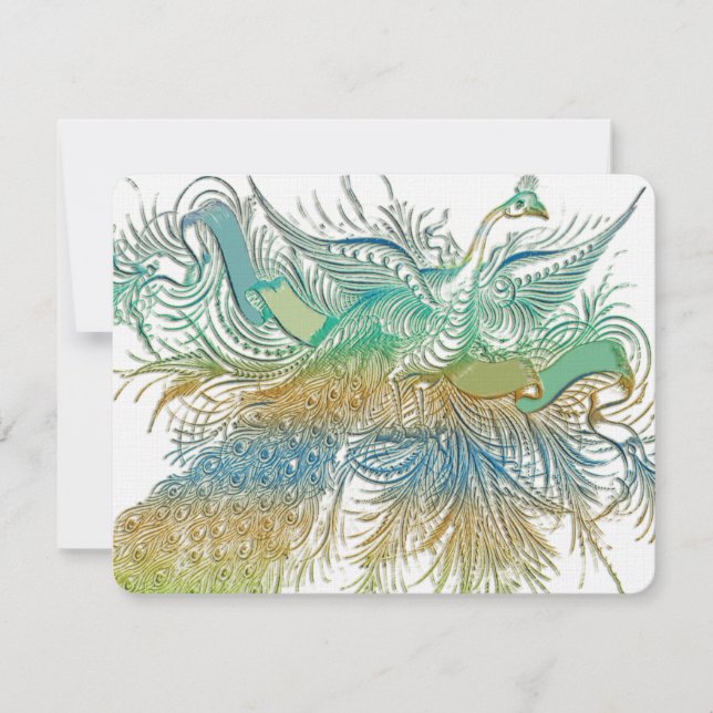Vintage Pfauvögel-Hochzeitskarte RSVP Karte (Vorderseite)