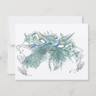Vintage Pfauvögel-Hochzeitskarte RSVP Karte