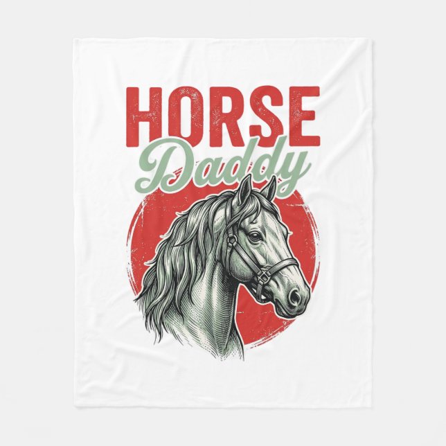 Vintage-Pferd-Daddy-Gravur Fleecedecke (Vorderseite)