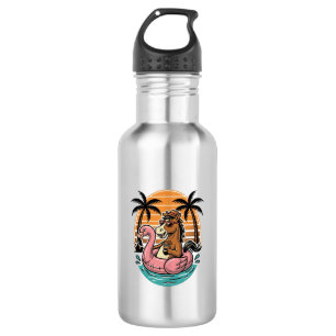 Vintage-Pferd-Flamingo-Schwimmkörper-Sommerferien- Edelstahlflasche