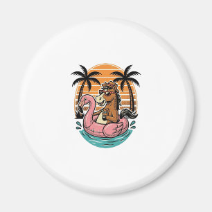 Vintage-Pferd-Flamingo-Schwimmkörper-Sommerurlaub- Magnet
