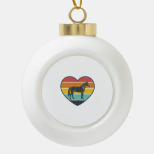 Vintage-Pferd-Herz-Sonnenuntergang-Vektordesign_1 Keramik Kugel-Ornament