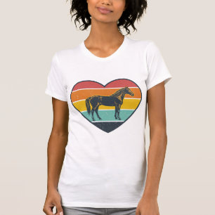 Vintage-Pferd-Herz-Sonnenuntergang-Vektordesign_1 T-Shirt