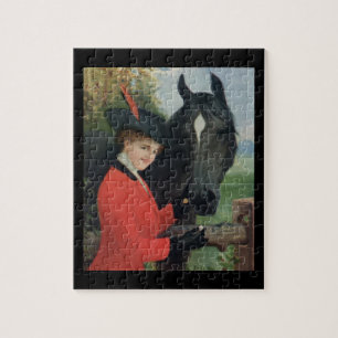 Vintage-Pferd-Reitjacke in Rot