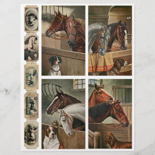 Vintage-Pferde & Hunde-Ephemere Fussy Cuts