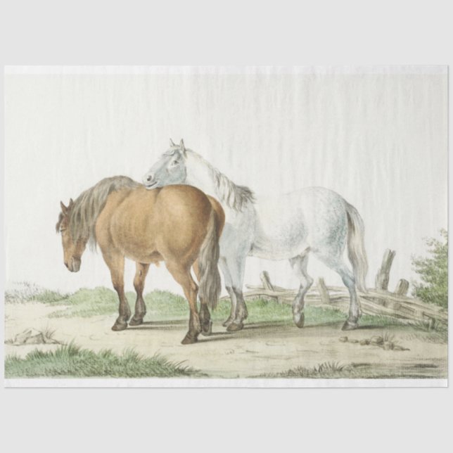 Vintage Pferde im Weideland Seidenpapier (Vorderseite)